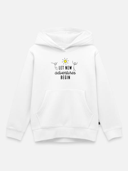 Aventure ou nouveau départ - Sweat Premium à capuche enfant bio - blanc