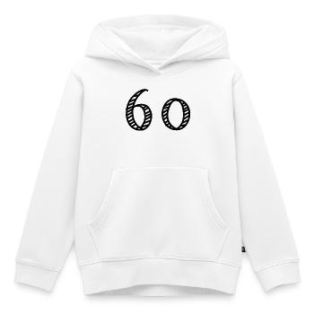 60. 60 ANS. 60e ANNIVERSAIRE. ANNIVERSAIRE 60 ANS. - Sweat Premium à capuche enfant bio - blanc - Devant - AI Model Kid Female (0cm)