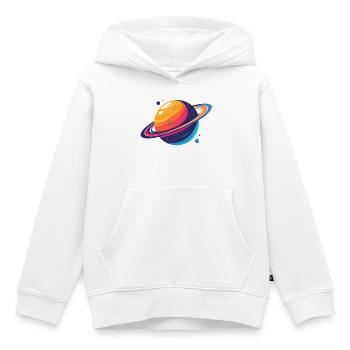 Neon Planetenkosmos Planet mit Ring und Monden - Kinder Premium Organic Hoodie - Weiß - Vorne - AI Model Kid Female (0cm)