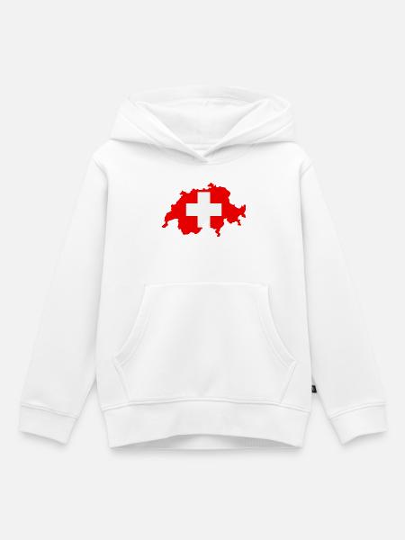 Schweizer Karte mit Flagge - Kinder Premium Organic Hoodie - Weiß