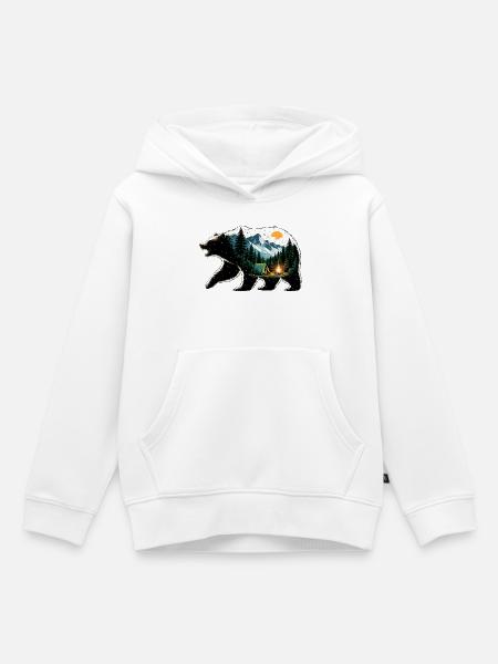 Bären-Abenteuer: Bergcamping - Kinder Premium Organic Hoodie - Weiß