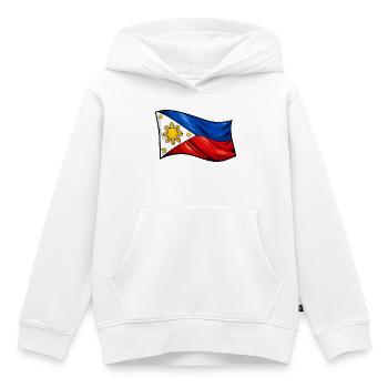 Caricature du drapeau des Philippines - Sweat Premium à capuche enfant bio - blanc - Devant - AI Model Kid Female (0cm)