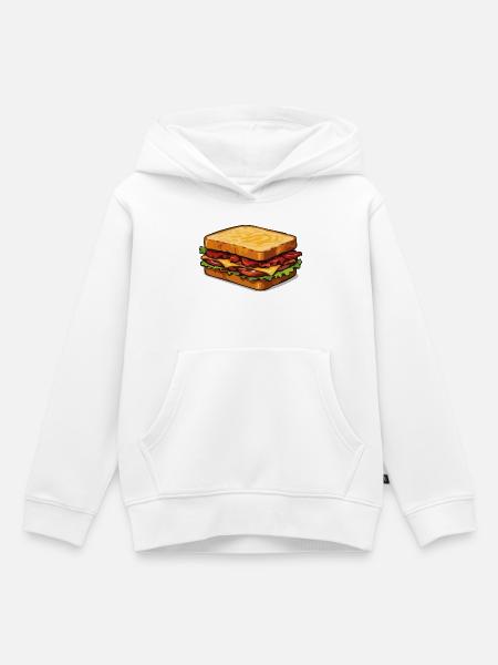 Cartoon Sandwich Illustration - Kinder Premium Organic Hoodie - Weiß