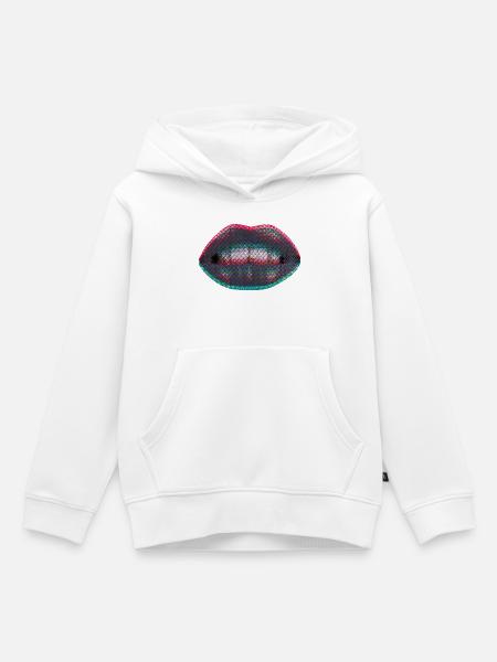 Gepunktete Neonlippen - Kinder Premium Organic Hoodie - Weiß