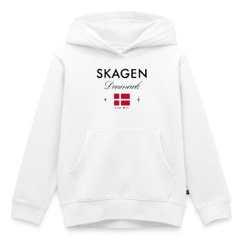 Skagen, Danemark, coordonnées, voyage, souvenir - Sweat Premium à capuche enfant bio - blanc - Devant - AI Model Kid Female (0cm)