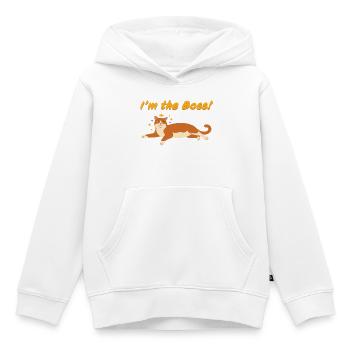Ich bin der Chef - Katzenmotiv - Kinder Premium Organic Hoodie - Weiß - Vorne - AI Model Kid Female (0cm)