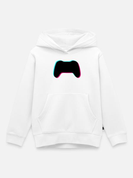 Gamepad Glitch Silhouette - Kinder Premium Organic Hoodie - Weiß