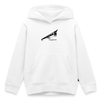 Police de caractères Wuppertal Suspension Railway noir/blanc - Sweat Premium à capuche enfant bio - blanc - Devant - AI Model Kid Female (0cm)