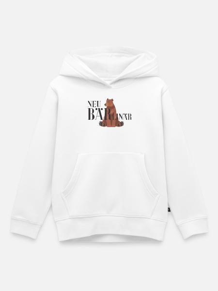 Sitzender Bär im Grafikstil - Kinder Premium Organic Hoodie - Weiß