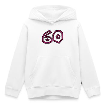 60. 60 ANS. 60e ANNIVERSAIRE. ANNIVERSAIRE 60 ANS. - Sweat Premium à capuche enfant bio - blanc - Devant - AI Model Kid Female (0cm)