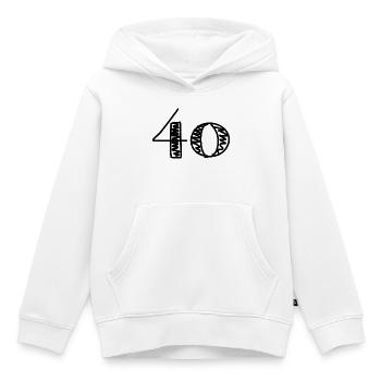 40. 40 YEARS. 40th ANNIVERSARY. 40 YEARS ANNIVERSARY. - Kids Premium Organic Hoodie - white - Front - AI Model Kid Female (0cm)