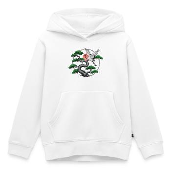 Kraniche & verdrehte Kiefer - Kinder Premium Organic Hoodie - Weiß - Vorne - AI Model Kid Female (0cm)