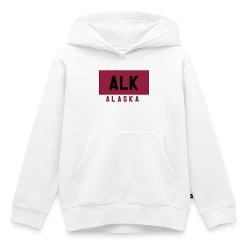 Typographie de l’Alaska en couleur rubis - Sweat Premium à capuche enfant bio - blanc - Devant - AI Model Kid Female (0cm)