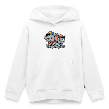 Cute Elephant and Rhinoceros – Cute Animal Friends - Kids Premium Organic Hoodie - white - Front - AI Model Kid Female (0cm)