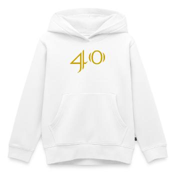 40. 40 YEARS. 40th ANNIVERSARY. 40 YEARS ANNIVERSARY. - Kids Premium Organic Hoodie - white - Front - AI Model Kid Female (0cm)