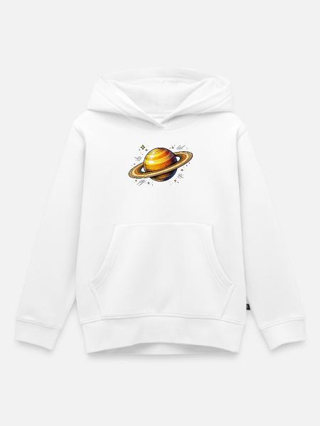 Planet Saturn  - Kinder Premium Organic Hoodie - Weiß