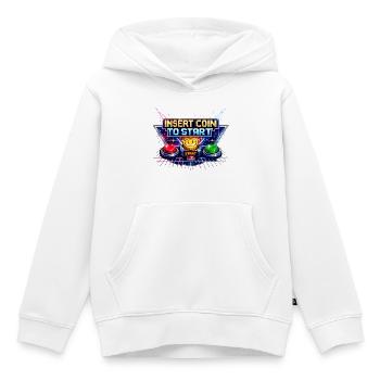 Bouton de démarrage arcade Neon Rétro - Sweat Premium à capuche enfant bio - blanc - Devant - AI Model Kid Female (0cm)