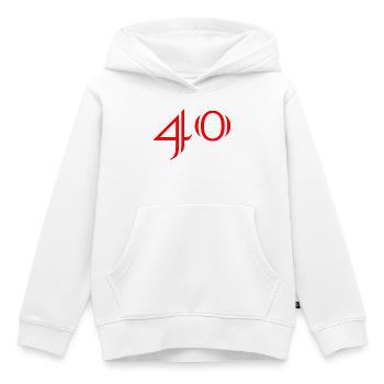40. 40 YEARS. 40th ANNIVERSARY. 40 YEARS ANNIVERSARY. - Kids Premium Organic Hoodie - white - Front - AI Model Kid Female (0cm)
