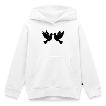 Hochzeitstauben – Schwarze und Weiße Turteltauben - Kinder Premium Organic Hoodie - Weiß - Vorne - AI Model Kid Female (0cm)