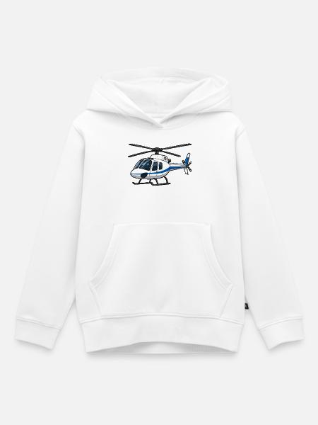Helikopter Blau Weiß Illustration - Kinder Premium Organic Hoodie - Weiß