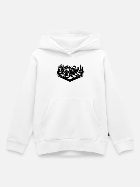 Zelt Camping Wald - Kinder Premium Organic Hoodie - Weiß