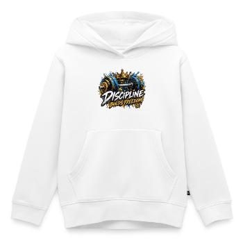 Disziplin baut Freiheit - Kinder Premium Organic Hoodie - Weiß - Vorne - AI Model Kid Female (0cm)