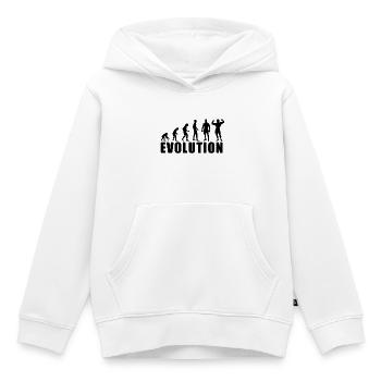 Cadeau EVOLUTION BODY BUILDING - Sweat Premium à capuche enfant bio - blanc - Devant - AI Model Kid Female (0cm)