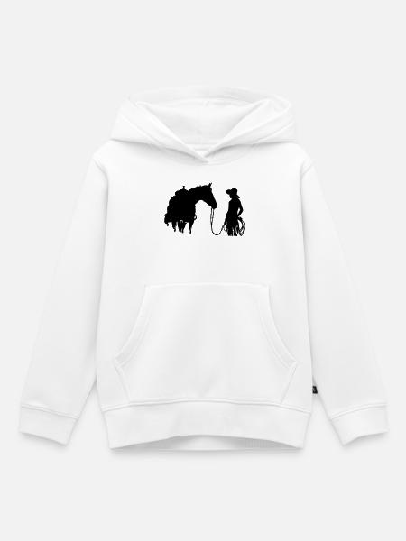 Frau mit Pferd - Kinder Premium Organic Hoodie - Weiß