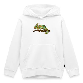 caméléon - Sweat Premium à capuche enfant bio - blanc - Devant - AI Model Kid Female (0cm)