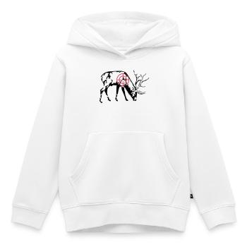 Cerf broutant - Sweat Premium à capuche enfant bio - blanc - Devant - AI Model Kid Female (0cm)