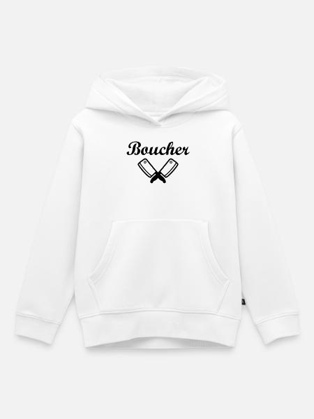 Boucher - Sweat Premium à capuche enfant bio - blanc