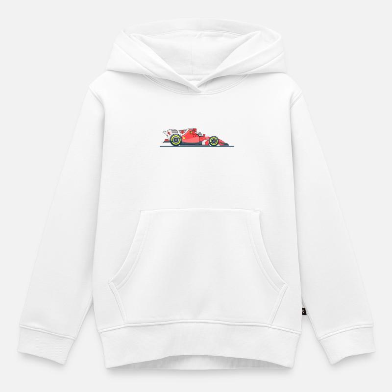 Course de voitures de course - Sweat Premium à capuche enfant bio - blanc