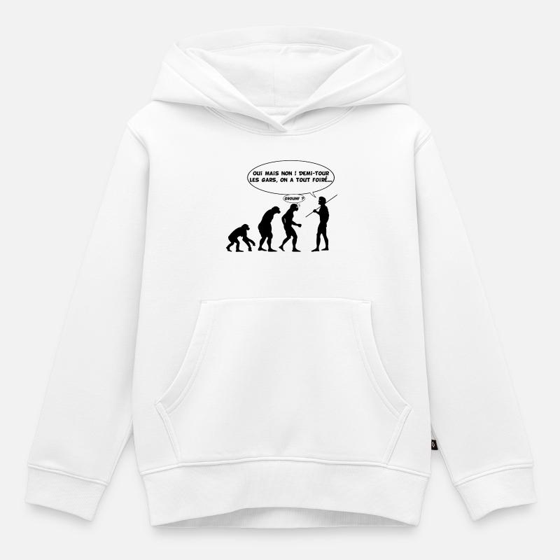 évolution inversée - Sweat Premium à capuche enfant bio - blanc
