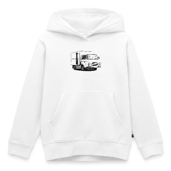 Barkas - Fourgon - Sweat Premium à capuche enfant bio - blanc - Devant - AI Model Kid Female (0cm)