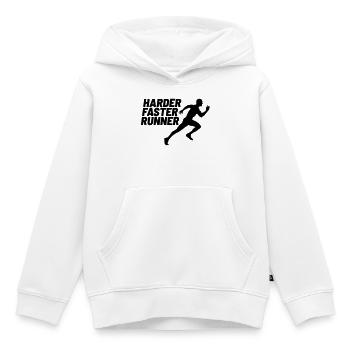 coureur plus dur et plus rapide - Sweat Premium à capuche enfant bio - blanc - Devant - AI Model Kid Female (0cm)