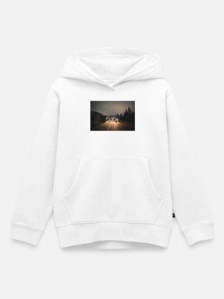 Jahr 2024 lightpaint - Kinder Premium Organic Hoodie - Weiß