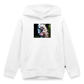 Whigt Wolf et Mytologie Girl - Sweat Premium à capuche enfant bio - blanc - Devant - AI Model Kid Female (0cm)