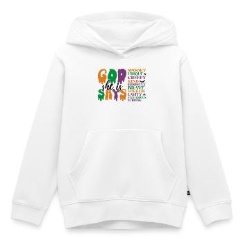 Halloween Mot fantomatique Art Design - Sweat Premium à capuche enfant bio - blanc - Devant - AI Model Kid Female (0cm)