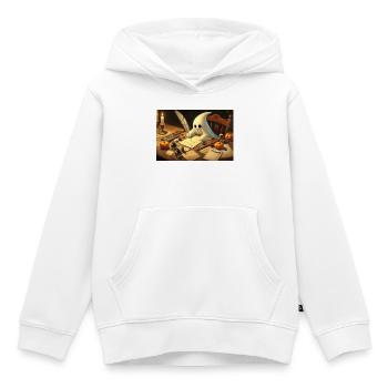 Charmante écriture fantôme invitations d’halloween - Sweat Premium à capuche enfant bio - blanc - Devant - AI Model Kid Female (0cm)