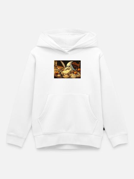 charmanter Geist schreibt Halloween-Einladungen - Kinder Premium Organic Hoodie - Weiß
