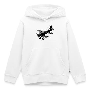 Hélice Avion Graphique - Sweat Premium à capuche enfant bio - blanc - Devant - AI Model Kid Female (0cm)