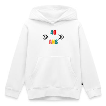 40. 40 ANS. 40e ANNIVERSAIRE. ANNIVERSAIRE 40 ANS. - Sweat Premium à capuche enfant bio - blanc - Devant - AI Model Kid Female (0cm)