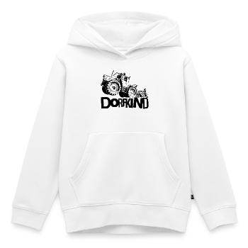 Le tracteur MB trac Dorfkind prend son envol - Sweat Premium à capuche enfant bio - blanc - Devant - AI Model Kid Female (0cm)
