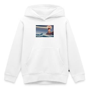 Leuchtturm bei Nacht - Kinder Premium Organic Hoodie - Weiß - Vorne - AI Model Kid Female (0cm)