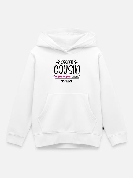 Großer Cousin 2026 - Kinder Premium Organic Hoodie - Weiß