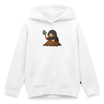 Niedlicher Maulwurf mit Schaufel - Kinder Premium Organic Hoodie - Weiß - Vorne - AI Model Kid Female (0cm)