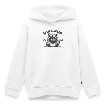 Waschbär - Es ist wie es es ist  - Kinder Premium Organic Hoodie - Weiß - Vorne - AI Model Kid Female (0cm)