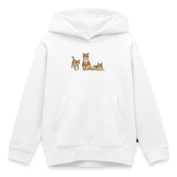 Trio de chats géométriques - Sweat Premium à capuche enfant bio - blanc - Devant - AI Model Kid Female (0cm)