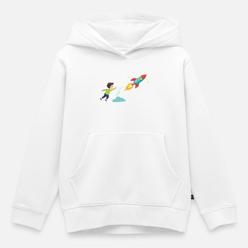 Kid Rocket Launch Abenteuer - Kinder Premium Organic Hoodie - Weiß