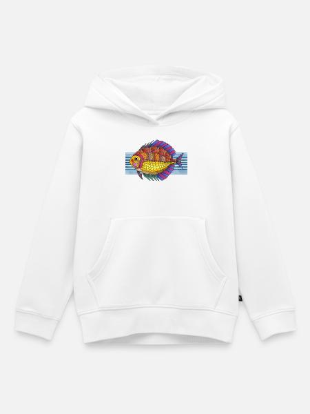 Fisch - Kinder Premium Organic Hoodie - Weiß